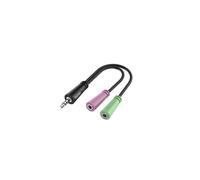 Cable de audio - Adaptador de audio - Jack macho de 3,5 mm - Auricular con micrófono de 3 pines - Negro - Analógico