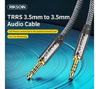Cable de audio AUX de 3.5 mm RIKSOIN, cable TRRS estéreo de 4 polos con conector a compatible con iPad, teléfonos Samsung, tablets, estéreos domésticos para coche, auriculares y altavoces