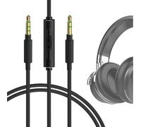Cable de audio con micrófono Geekria, compatible con COWIN E7 E8 y auriculares Anker Soundcore Space One, cable de 3,5 mm a 3,5 mm, reemplazo de nailon trenzado (4 pies / 1,2 m) con micrófono en línea