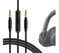 Cable de audio con micrófono y control de silenciamiento compatible con Anker Soundcore Space One Pro, Q45, Q35, Q30, Q20, Q11i, Life 2 Neo, COWIN E7 (cable estéreo de repuesto, 1.2 m / 4 ft)