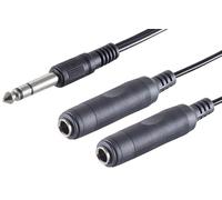 Cable de audio de 1 x 0,2 m - Conector jack de 6,3 mm a 2 x jack de 6,3 mm, color negro, ideal para instrumentos musicales y dispositivos de audio