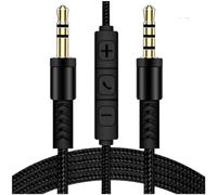 Cable de audio de 3,5 mm macho a macho con micrófono incorporado y ajuste de volumen para teléfonos, tabletas y audio portátil (negro)