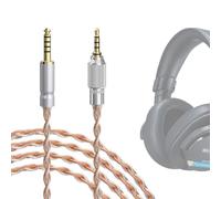 Cable de audio de actualización Geekria Apollo de 4,4 mm a 3,5 mm plateado, compatible con Sony MDR-MV1 MDR-M1 MDR-M1ST, cable de repuesto con dispositivo de bloqueo de pomo roscado (9,8 ft / 3 m)