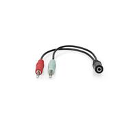 Cable de audio estéreo - Nedis - CAGB22160BK02 - 2x 3,5 mm Macho - 3,5 mm Hembra - Baño de oro - 0.12 m
