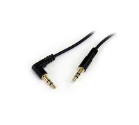 Cable de audio estéreo Slim de 3.5 mm a 90 grados de 30 cm - STARTECH - M/M - Negro - Conector a 90 grados
