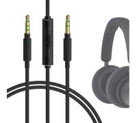 Cable de audio Geekria con micrófono compatible con auriculares B&O HX, cable 1/8" (3,5 mm) a 3,5 mm de nailon trenzado, reemplazo estéreo con micrófono en línea y control de volumen (4 ft/1,2 m)