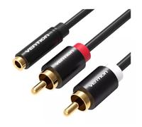 Cable de audio hembra de 3,5 mm para 2 rca macho - negro metálico - v