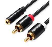Cable de audio hembra de 3,5 mm para 2 rca macho - negro metálico - v