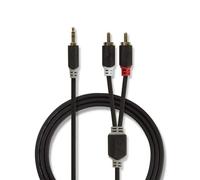 Cable de audio Nedis CABW22200AT30 jack 3,5 mm a 2 RCA macho 3 m antracita
