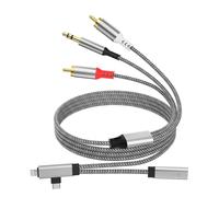 Cable de audio tipo C a 3,5 mm y 2 RCA, Li-ght-ning a 3,5 mm y 2 conectores RCA estéreo, con conector de carga USB C, adecuado para TV, ordenador, teléfono móvil, reproductor de MP3, radio de coche
