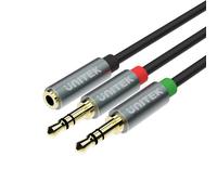 Cable de Audio Unitek Y-C957ABK 3,5mm Hembra a 2x3,5mm Macho 0,2m Negro/Gris