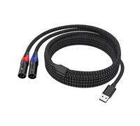 Cable de audio USB A a XLR macho dual y cable amplificador de potencia estéreo (paquete de 1 unidad) prefossional para PC, mezclador de consola de mezcla, tablet, amplificador de enlace para laptop