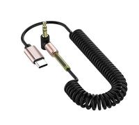 Cable De Audio USB C A AUX - Adaptador Retráctil Tipo C De 3,5 Mm | Cable Flexible Antienredos para Auriculares con Salida Jack para Altavoces De Coche, Auriculares, Compatible con Teléfono Y Tableta