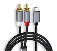 Cable de audio USB tipo C a 2 RCA de 1 m tipo C a cable auxiliar estéreo dual RCA, compatible con iPhone 16/15 Pro Max, iPad, Huawei, Samsung, Xiaomi, LG, Pixel, tablet, amplificador, altavoz, estéreo