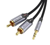 Cable de audio Vention BCNBH 3.5mm a 2x RCA 2m trenzado gris alta fidelidad