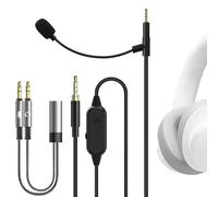 Cable de auriculares con micrófono Boom Geekria 2.5 mm compatible con JBL Tune 770NC, Live 500BT, 2.5 mm, nylon trenzado, cable de repuesto para gaming y reuniones (negro/5.6 ft)