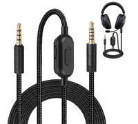 Cable de auriculares de repuesto de 3,5 mm compatible con Logitech G Pro X | Cable de audio trenzado con control de volumen y silencio, micro cobre OFC para videojuegos, PC, consola y reemplazo diario