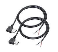 Cable de barra USB macho de 2 pines de 3 pies, 90 grados, potencia de extremo abierto Pigtail para dispositivos USB de 5 V/3 A o reemplazo de bricolaje