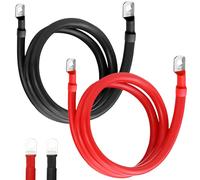 Cable de batería de 35 mm²/2 AWG, 2 unidades de cable de cobre sin oxígeno, rojo y negro, 100 cm, cable de batería de 12 V, cable de batería de 35 mm² con terminales de anillo M8, cable de batería de