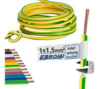 Cable de cable flexible de 1,5 mm², cable de PVC, H07V-K 1,5 mm², color: verde y amarillo, muchas longitudes disponibles en incrementos de 5 metros, su longitud: 10 m