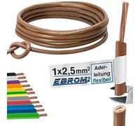 Cable de cableado - Cable flexible - Cable de PVC - H07V-K 2,5 mm² - Color: marrón - muchas longitudes disponibles en incrementos de 5 metros, su longitud: 20 m 2,5 mm²