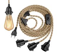 Cable de cáñamo / cable textil LEKA interruptor de enchufe beige natural 8 m