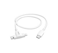 Hama Cable de carga 2 en 1, USB-C - USB-C o Lightning, MFI 1,5 m blanco