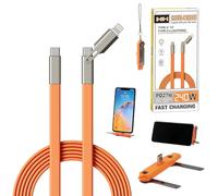 Cable de carga 3 en 1 Lightning y tipo C de carga rápida y soporte para teléfono, cable de carga rápida tipo C de 240 W con soporte invisible para iPhone/iPad/Huawei/Samsung/Xiaomi (naranja)