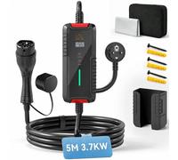 Cable de carga coche eléctrico Homcom Tipo 2 3,7 kW 5 m 6-16A Temporizador Negro