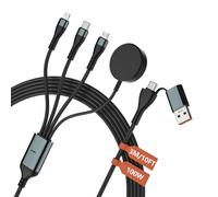Cable de carga compatible con Samsung Galaxy Watch, 3M 100W 4 en 2 USB C Multi cable de carga, estación de carga Samsung Watch y teléfono móvil para Galaxy Watch 7/Ultra/6/6 Classic/5/5 Pro/4/4