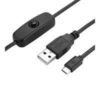 Cable de Carga de Alimentación Micro USB con Interruptor de Encendido y Apagado para RPi 3 2 B A, Cable Micro USB de 1 M, Negro