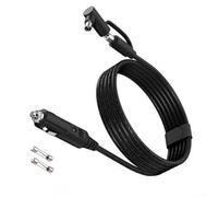 Cable de carga de coche fiable de 14 AWG de 2 m con 2 fusibles de 15 A para sobretensión y suministro de corriente estable a los dispositivos del vehículo (negro 14awg2M)
