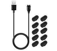 Cable de carga de repuesto compatible con Garmin Fenix 7X/7/7S/6X/6/6S, Venu 2 Plus, Instinct 2/2S, Forerunner 945/745/55, Vivomove Sport/Vivoactive 4/4S cargador con 10 tapones antipolvo