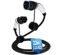 Cable de Carga de Vehículos Eléctricos Tipo 2 | 32A 22KW | Trifásica | 3 Metros | Apto para Todos los híbridos Plug-in y vehículos eléctricos, Compatible con ID.3 ID.4 Model 3 e-Tron ZOE Leaf e-Golf