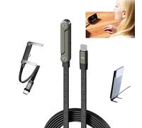 Cable de carga invisible 2 en 1 con soporte de 240 W, con soporte, sin enredos, para teléfonos inteligentes y tabletas, navegar con manos libres y ver vídeos (1 unidad)