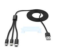 Cable de carga largo universal multi 3 en 1 para phone, 3M/10ft Lightning+USB C+Micro USB Adaptador triple tipo c cargador movil para i-phone/Apple/Android/Samsung/LG/Pixel/Huawei/XiaoMi (Negro)