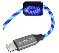 Cable de carga LED para iPhone, cable Lightning con luz | Cargador Apple certificado MFi | Carga rápida USB fría para iPhone 12 11 Pro Max XR X SE 8 Plus, iPad iPod y más (azul, 3 pies)
