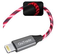 Cable de carga LED para iPhone con luz Lightning | Cargador Apple certificado MFi | Carga rápida USB fresca para iPhone 12 11 Pro Max XR X SE 8 Plus, iPad iPod y más (rojo, 6 pies)