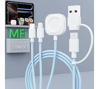 Cable de Carga magnético 3 en 2 para Apple Watch y iPhone, Carga rápida, Cable de Carga múltiple inalámbrico para Todos los Dispositivos, Accesorios de Viaje para Apple iPhone, Android e iWatch Ultra