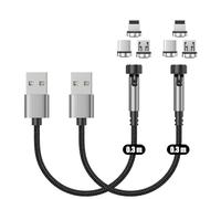 Cable de Carga Magnético N. NETDOT [0.3 Meters/Paquete de 2], Carga Rápida y Transferencia de Datos, Cable Magnético Compatible con Micro-USB, Smartphones USB-C, i-Productos y Android Auto