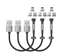 Cable de Carga Magnético N. NETDOT [0.3 Meters/Paquete de 3], Carga Rápida y Transferencia de Datos, Cable Magnético Compatible con Micro-USB, Smartphones USB-C, i-Productos y Android Auto