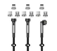 Cable de Carga Magnético N. NETDOT [1m/Paquete de 3], Carga Rápida y Transferencia de Datos, Cable Magnético Compatible con Micro-USB, Smartphones USB-C, i-Productos y Android Auto