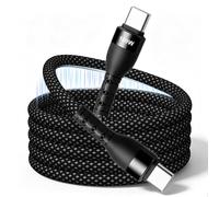 Cable de carga magnético USB C para coche y oficina, C a C, 100 W, cable de carga rápida elástico, sin enredos, compatible con iPhone 17 16 Pro Max, Samsung, portátil (1 m, negro)