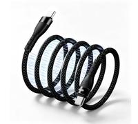 Cable de carga magnético USB C para coche y oficina, C a C, 100 W, cable de carga rápida elástico, sin enredos, compatible con iPhone 17 16 Pro Max, Samsung, ordenador portátil (1,5 m, negro)
