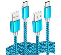 Cable de Carga Micro USB de 3.5 pies, Cable de Carga rápida Trenzado para Samsung Galaxy Note, Tab 3, 4, A, E, S, S2, 7.0 8.0 8.4 9.6 9.7 10.1 Pro Kids Lite Nook; Google Nexus 7 9 10 - Azul