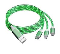 Cable de carga multicable luminoso para iPhone 3 en 1 [certificado MFI] cable Lightning con USB-C & Micro USB, cable Lightning luminoso para Apple iOS iPhone,Pad,Google,Android (verde)