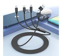 Cable de Carga Multifunción, 5 en 1 USB A/USB C Cable de Nailon Trenzado Conectores para iPhone, Micro USB y Type C, Compatible con iPhone 16 Pro 15 14 13 12 11 8 Android, Samssung Huawei, Xiaomi 3 m