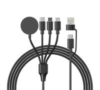 Cable de carga múltiple 4 en 2 para Apple Watch, cable TPE de 1,2 m, cable de carga rápida con USB-A y USB-C múltiple para iPhone 16/15/14/13/12/11/iPad/Airpods/iWatch Series