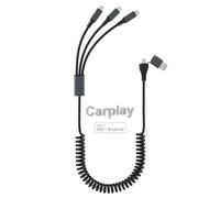 Cable de carga múltiple para Apple Carplay [certificado MFi], Lightning admite carplay, el iPhone 15 tipo C no admite carplay, cable USB a Lightning con sincroniza para iPhone/Android