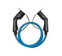 Cable de Carga para Coche eléctrico Mode 3, Tipo 2 Macho a Hembra, 3 Fases, 32 A, 22 kW, Azul, 10 m